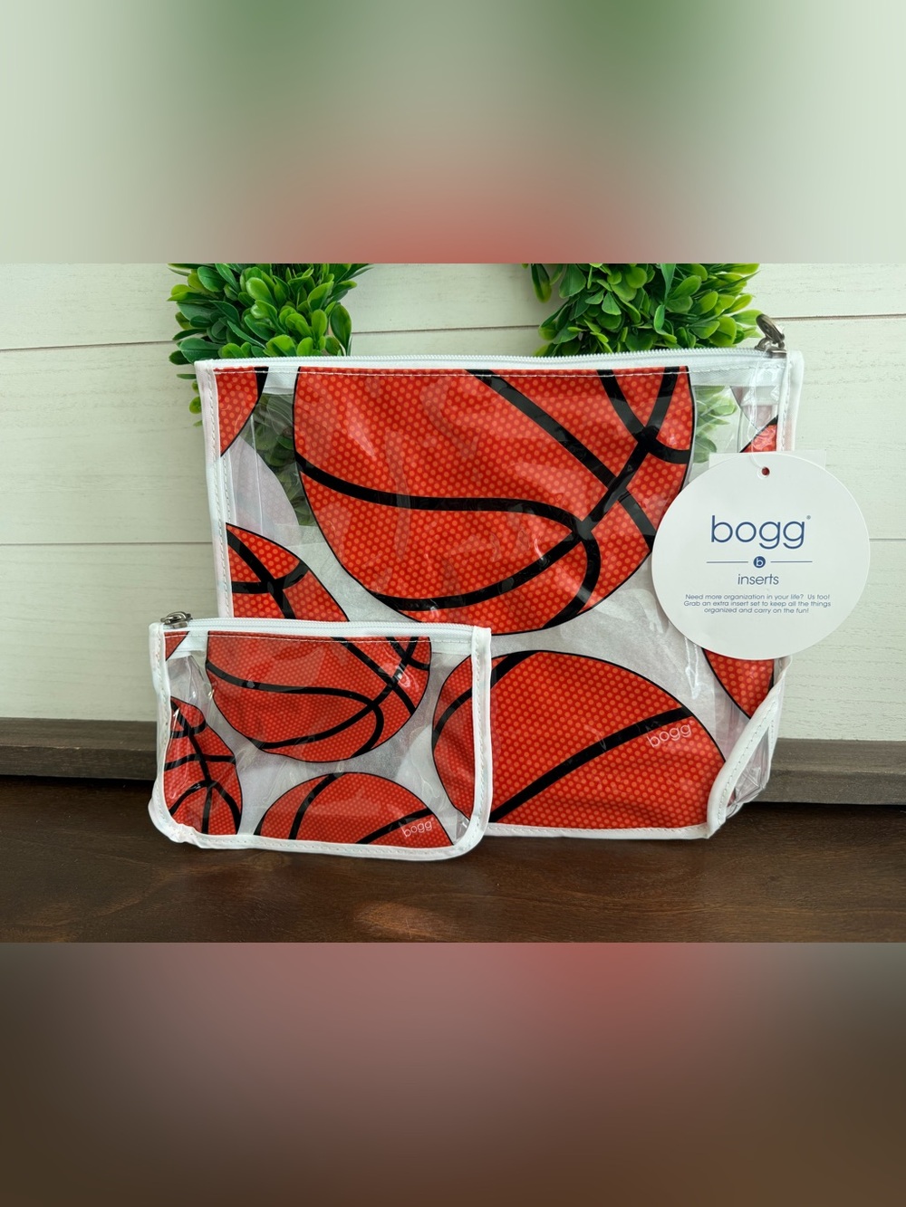 BOGG BAG Basketball Print Clear Pouch Set NWT